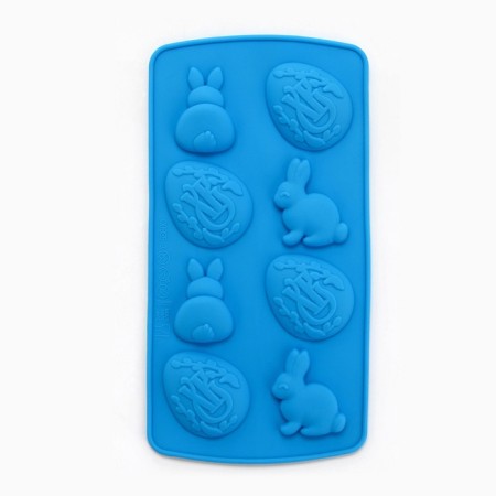 Silicone form for baking on Easter "Bunny", Blue, 10.6 x 20.7 cm-1