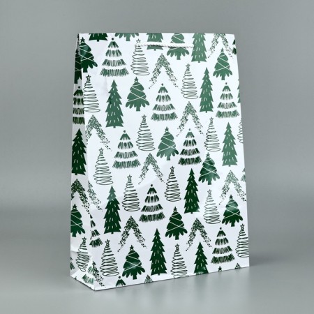 Package Gift New Year Laminated "Christmas trees", l 28 x 38 x 9 cm, new year