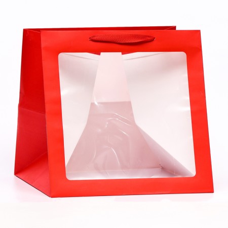 Crafts with a square bottom and window, 30 x 30 x 30 cm, red, 1pc-1
