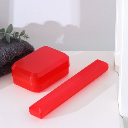 Road set, case for a toothbrush 19 cm, soap dish 10 × 6 × 3.5 cm, color mix-5