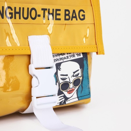 Youth bag with zipper, yellow color-4
