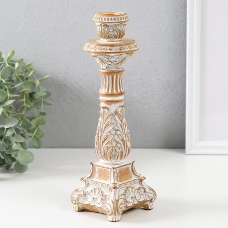 Polystone candlestick for 1 candle of amphitia sandy with a patina 7.8x7.8x23.5 cm-1