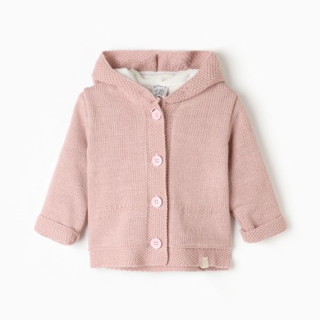 Jumper knitted baby I'm with a hood height 92-98 cm, pink