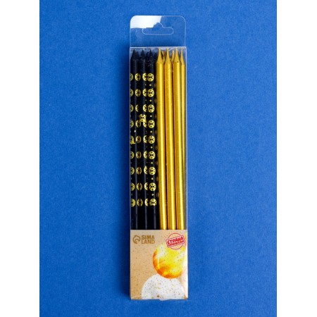 Set of candles for the Cake "Disco", 12 pcs, gold and black-4