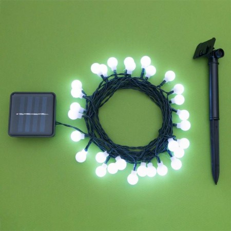 Garland “thread” 4.5 m with nozzles “balls”, IP44, dark thread, 30 LED, white glow, 2 modes, solar battery-4
