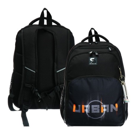 Youth backpack, 42 ​​x 31 x 13 cm, ergonomic back, Stavia "urban2", black