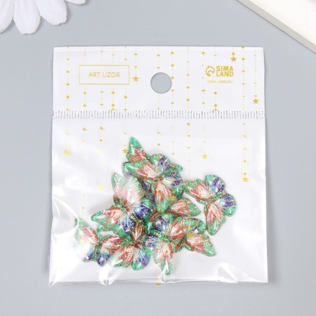 Decor for creativity Plastic "Butterfly with golden dots" Green 1.5x2.3 cm-3