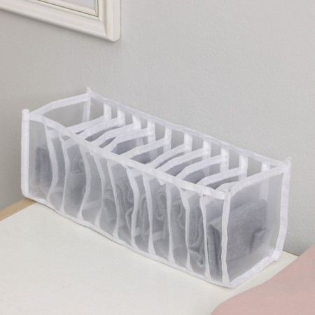 Organizer for storage of underwear "Pollen", 11 departments, 32 × 10 × 12 cm, white color