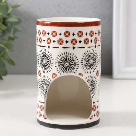 Aroma lamp ceramics "Geometric flowers" 7.2x7.2x11.6 cm-1