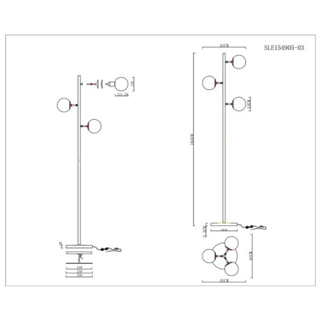 Floor lamp EVOLUCE. Sle154905-03. Lacotta. 3x60 watts, E27, 40x40x164 cm, black color-6