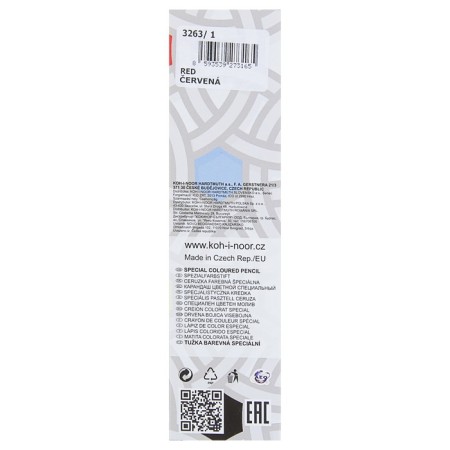 Unstopped pencil 4.3 mm, koh-i-noor 3263/1 on glass, metal, plastic, red, l = 175 mm-1