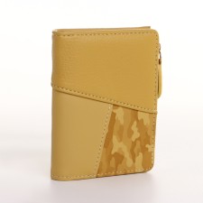Women's wallet on the button, yellow color