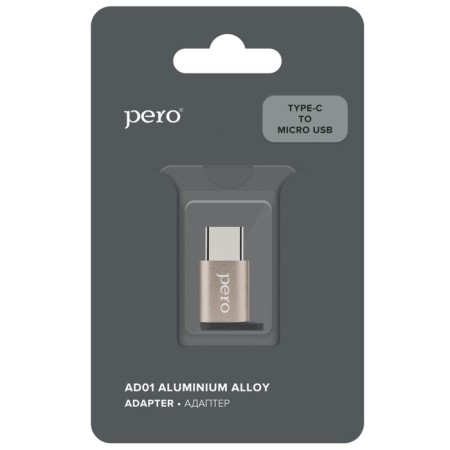 Adapter Pero AD01, Type -C - Microusb, Metal, Golden-2