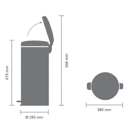 Brabantia Newcon bucket, plastic inner bucket, with pedal, platinum color, 30 liters-3