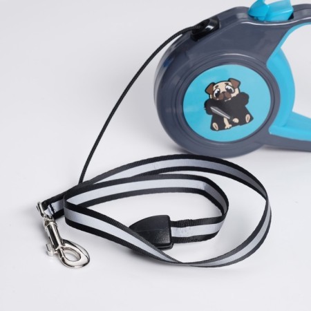 Roulette "Piggon" with a rubberized handle, 3 m, up to 15 kg, cable, gray-blue-1