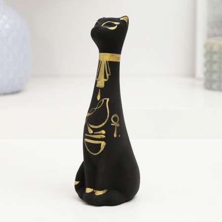 Figure "Cat of Egypt" painting black 5x5.5x15cm-1