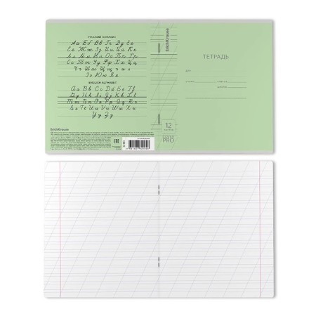 Notebook of 12 sheets in the slanting line of Erichkrause "Coverpro classics" with a plastic cover green,-1