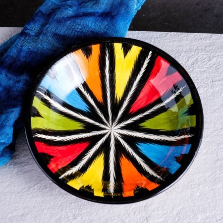 The plate of Rishtan ceramics "Atlas", multi -colored, deep, 20 cm-1