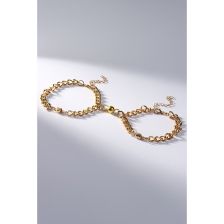 Bracelets "Demetrons" on a magnet, heart on large links, color gold-2