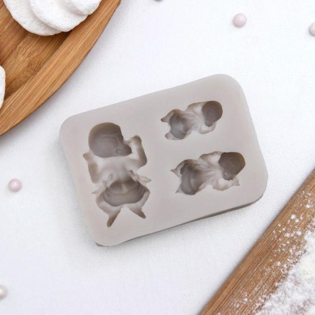Mold "Three Babies", silicone, 7.5 × 5 × 1.5 cm, color mix-4