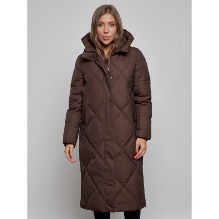 Coat insulated winter female, size 42, dark brown color-7