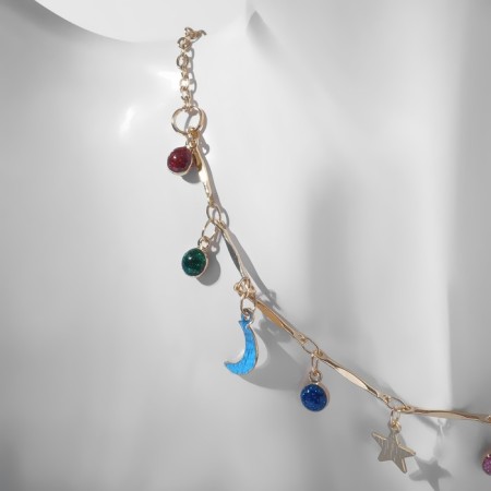 Choker "crescent" phases of the moon, colored in gold, 35 cm-1