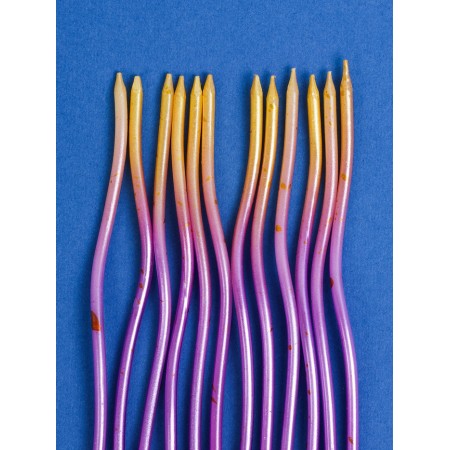 Candles for Cake "Serpentine", 12 pcs, gradient gold and purple-2