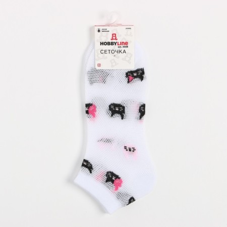 Women's socks "Kingdom of Cats", white color, size 36-39-4