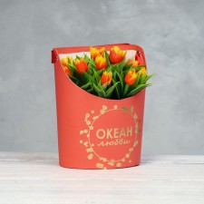Carriage for flowers, vase oval with embossing 