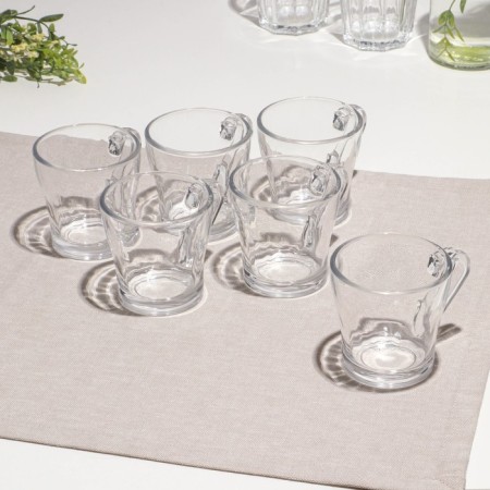 Set of mugs, glass, d = 8 cm, h = 8 cm, 190 ml, 6 pcs