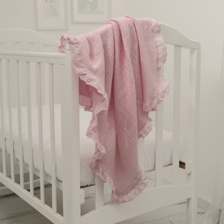 Knitted blanket, size 80x100 cm, pink color