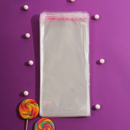 BOPP package with adhesive valve, transparent 14 x 26/3.5 cm, 30 μm-6