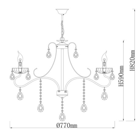 Causte "candle", size 75x86x75 cm, 300W 5XE14 IP 20-4
