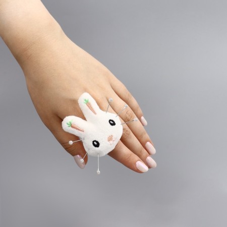 The needle-ring "Bunny", 4.5 × 5.5 × 4 cm, white color-3