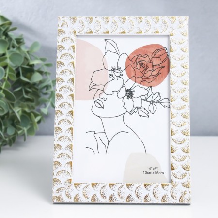 Photo frame plastic 10x15 cm "Moon phases" white with gold 17.5x12.3 cm
