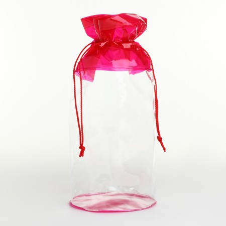 Cosmetic bag on the cord, the color is transparent/red-1