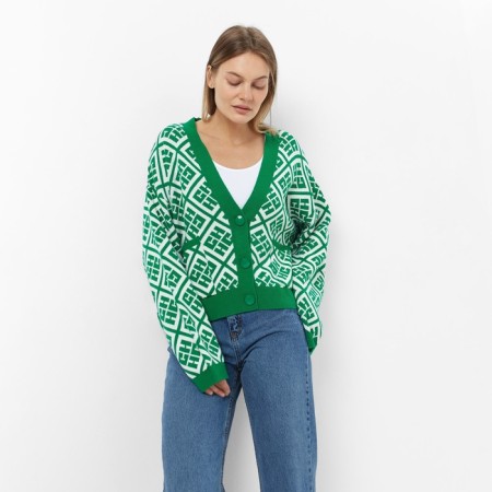 Cardigan female, dark green color, one size (42-46)-1