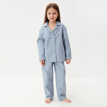 Pajama nursery from a flannel (shirt, trousers) kaftan "pineapple", height 98-104, blue