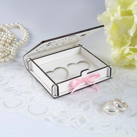 Casket for the ring "Flower", white, 10x9.5x2.6 cm-2