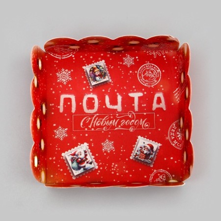Cookie box, confectionery packaging, "New Year's Post", 7 x 7 x 3 cm, New Year-4