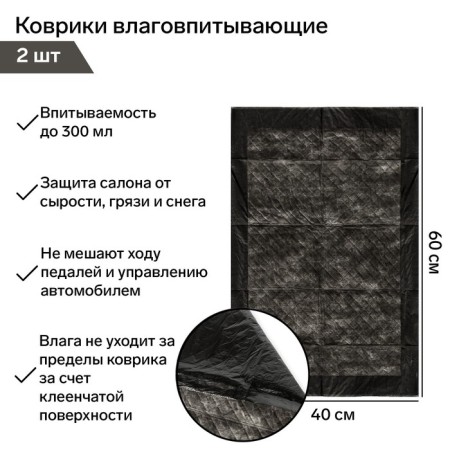 Moisture mats Grand Caratt, 40x60 cm, waterproof, absorption up to 300 ml, set 2 pcs