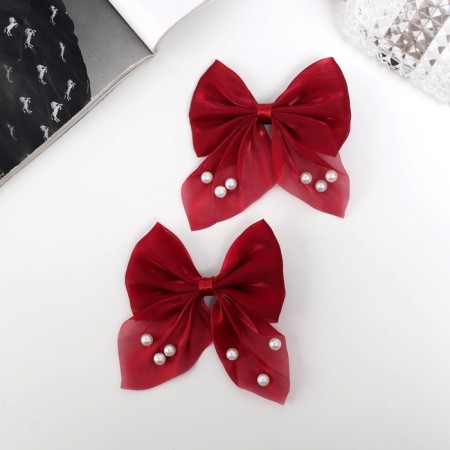 Hair clamp "Marta" (set 2 pcs) grace, 7.5 cm, red-2