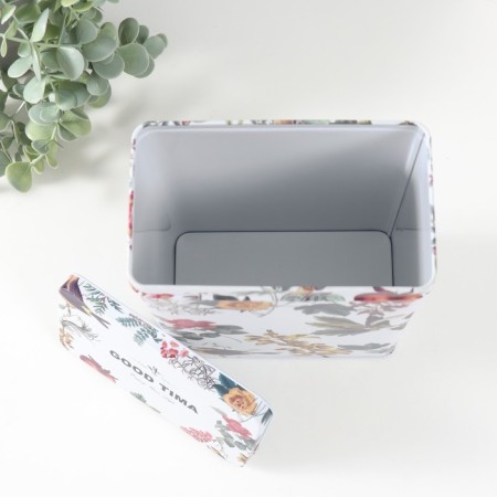 Rectangular metal box "Birds on the flower tree" Nr 2 pcs 7x11x18.5 8.5x14.5x20 cm 975901-5