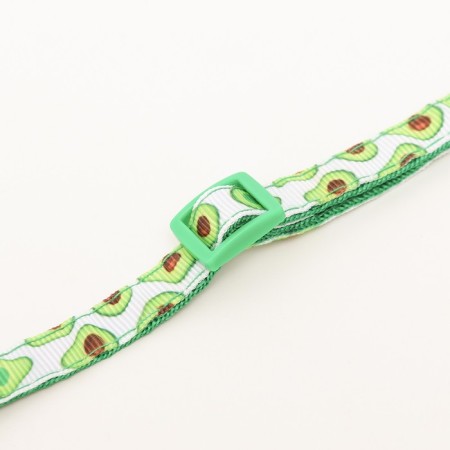 Textile collar "avocado" with a bell and pendant, 19-32 x 1 cm-7