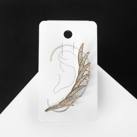 Earring "Kaff" feather rhinestones, white color in gold-3