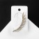 Earring "Kaff" feather rhinestones, white color in gold