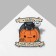 Icon "kitten" in a pumpkin, colored on ferrous metal