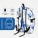 School backpack from textiles, 3 pockets, white/blue color