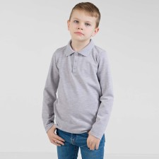 Longsliv-Polo for boys, height 152 cm, color gray melange