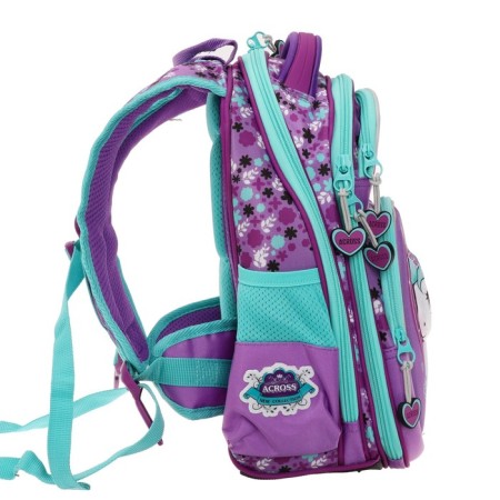 Frame backpack 35 x 28 x 15 cm, Across, filling: bag, pencil case, keychain, purple-3